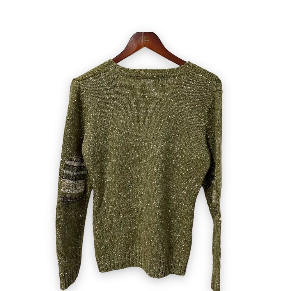 One on One vintage long sleeve v neck green sweater size large - Picture 2 of 9